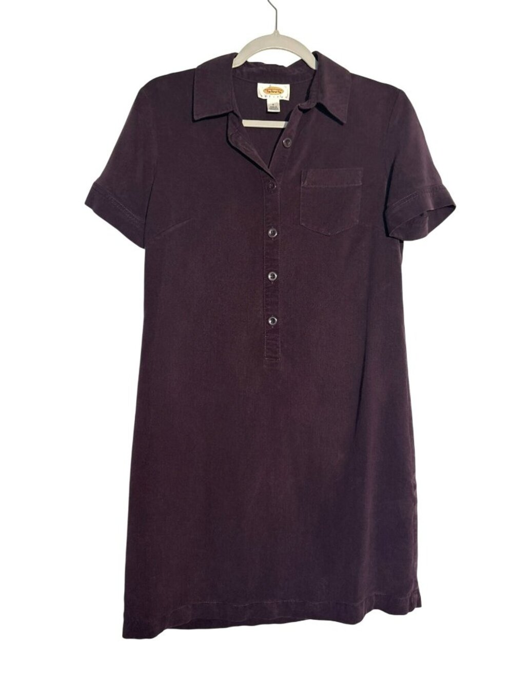 Talbots Petites Tencel Short Sleeve Button Front Shirt Dress 4P